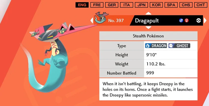 dragapult in the pokedex