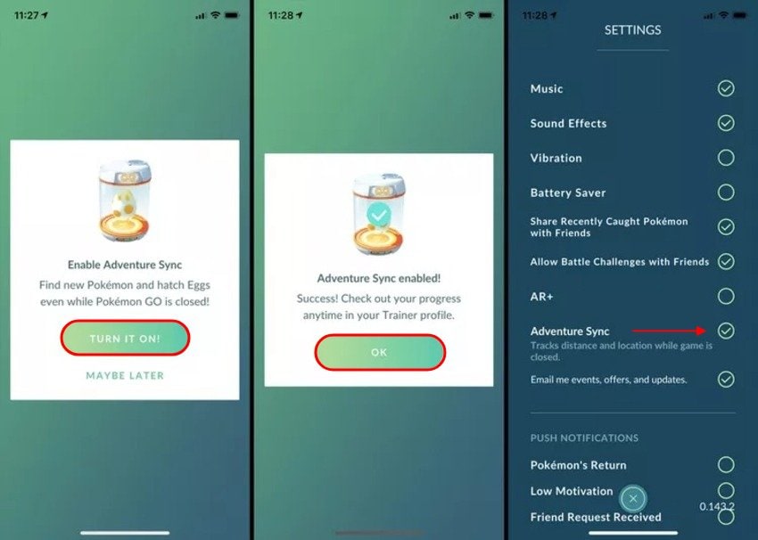 enable adventure sync in pokémon go