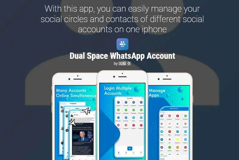 Doble espacio WhatsApp cuenta iPhone clon aplicación.