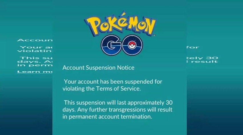 pokemon go account suspension notice