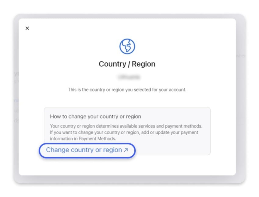 change your country or region