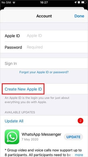 create a new apple id