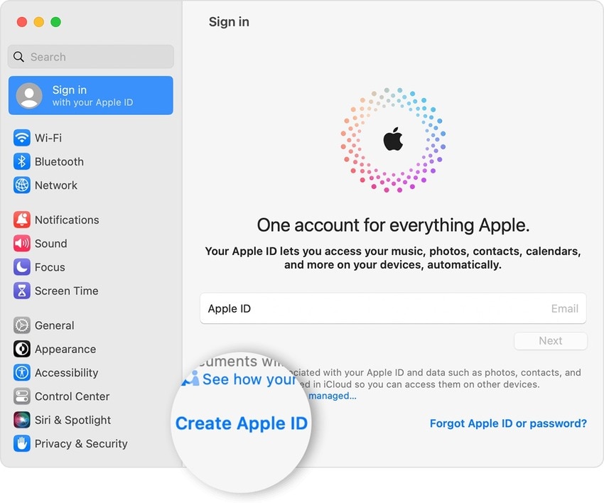 create an apple id on a mac
