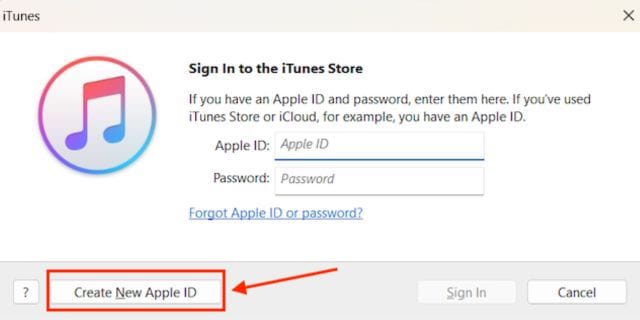 create a new apple id in itunes