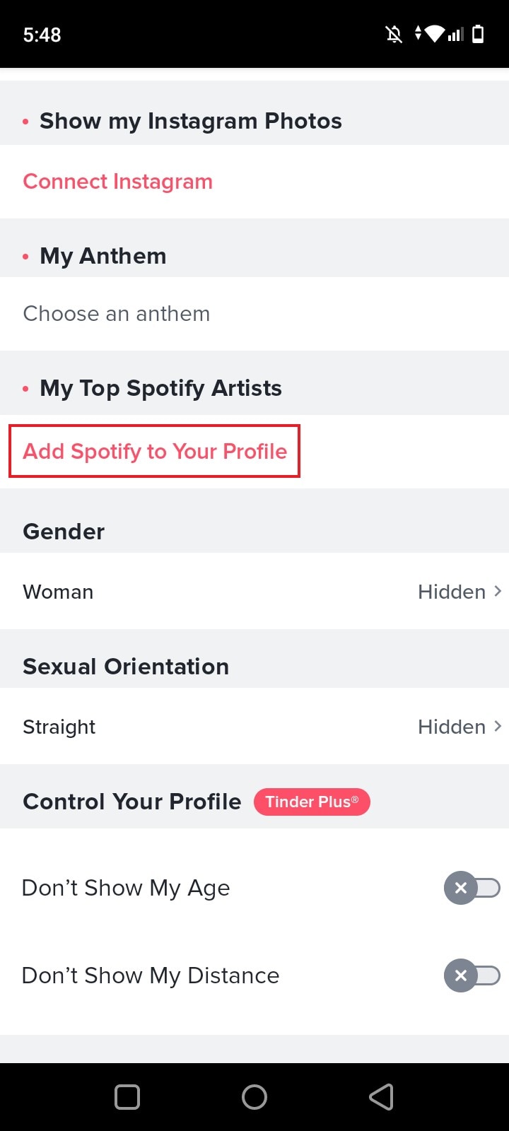 add spotify to tinder profile