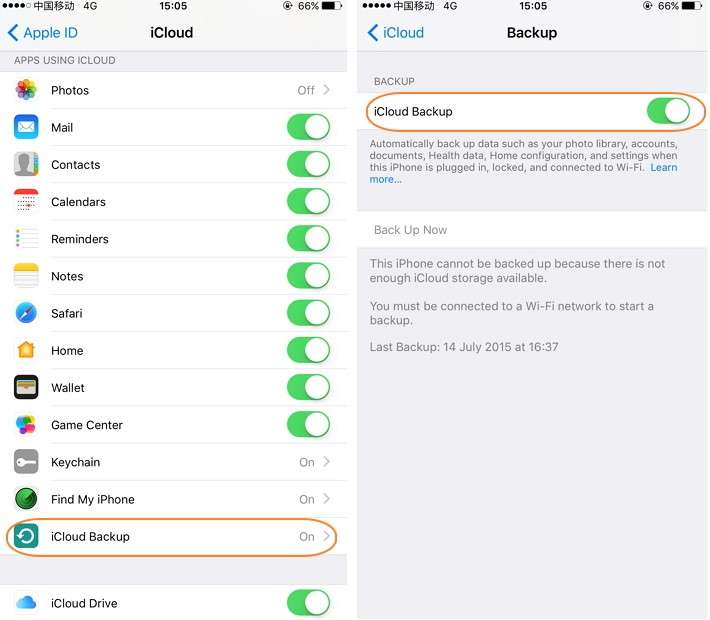 backup iphone data using icloud