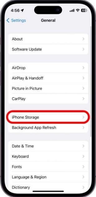 checking iphone storage