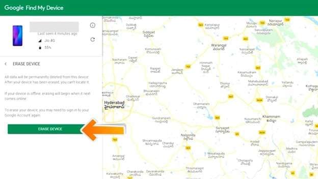 cliquer sur le dispositif d'effacement