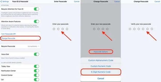 change passcode in settings. 