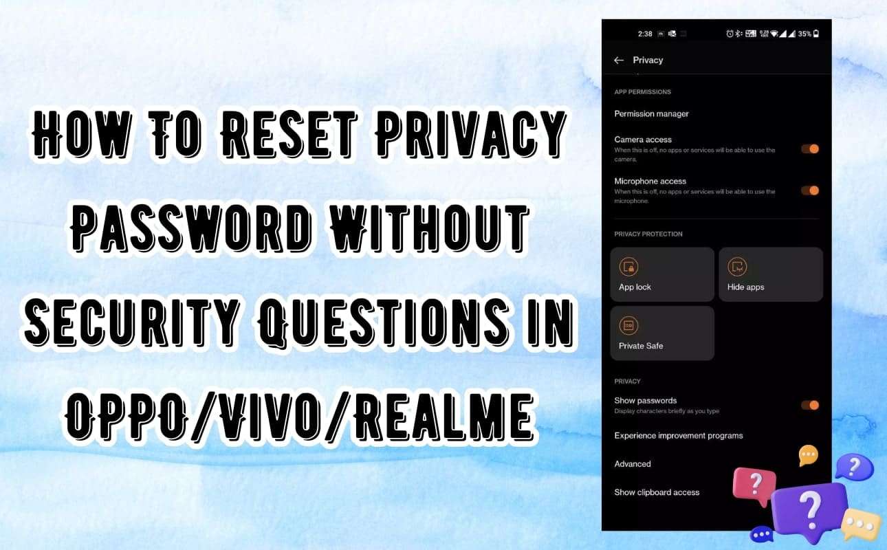 reset privacy password without security questions