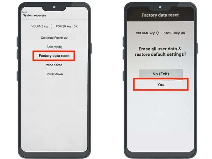 tap factory data reset