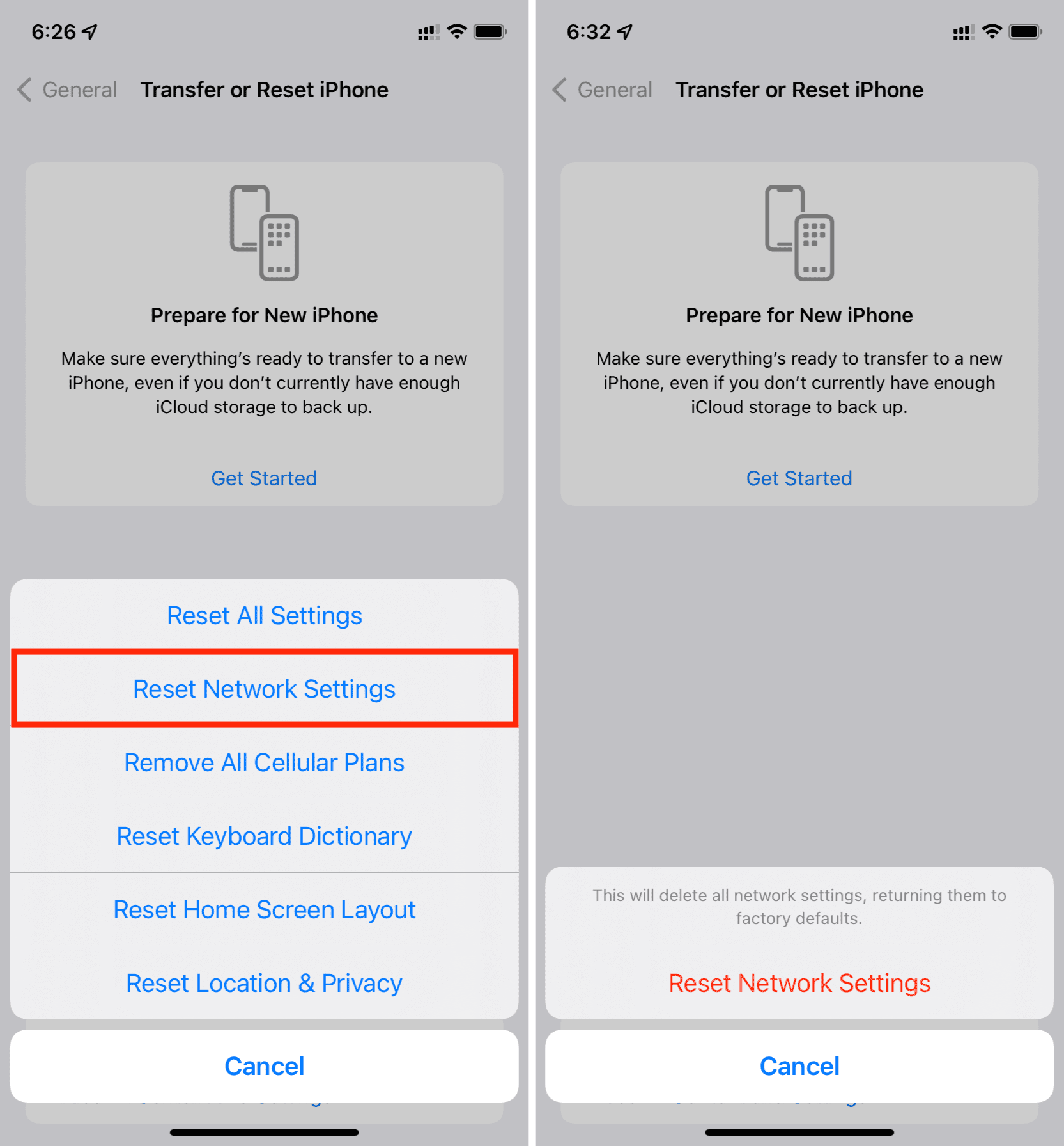 reset network settings 