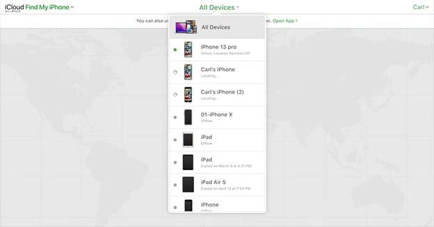 select your iphone from the list of linked devices