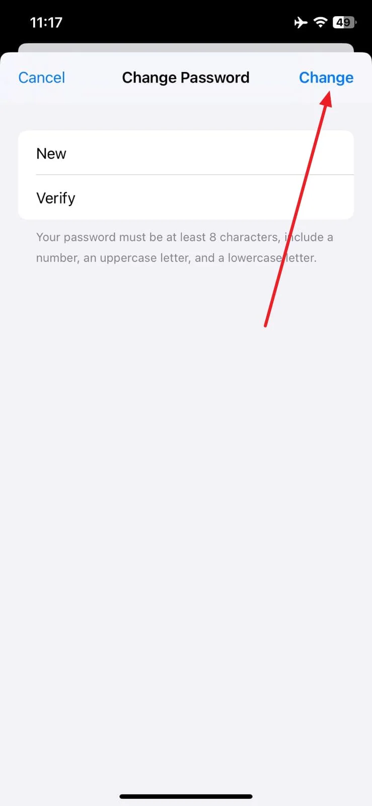 add password and press change