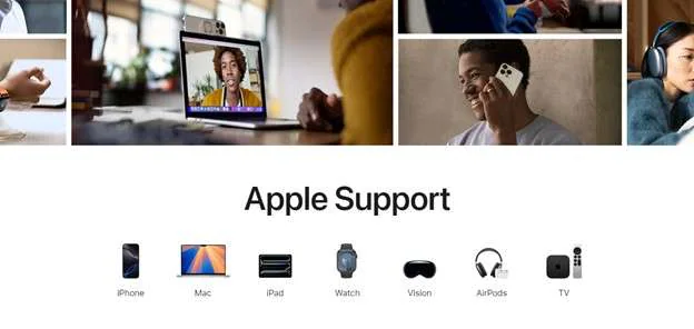 apple support webpage interface