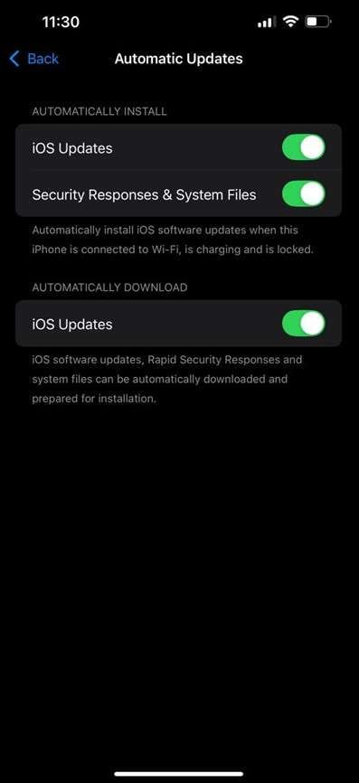 turn on automatic updates