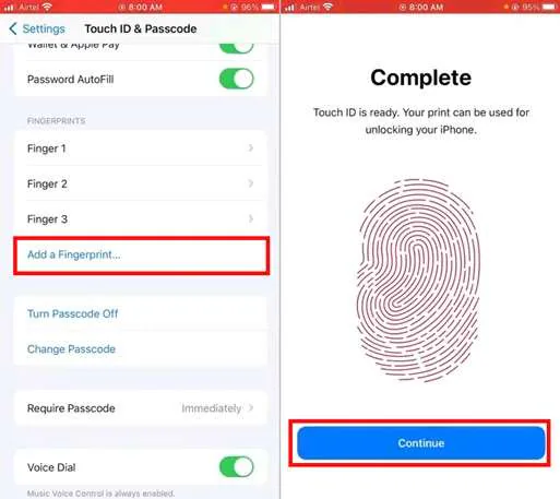 add a fingerprint to touch id