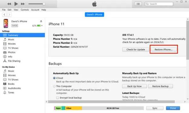 bypass iphone passcode with itunes