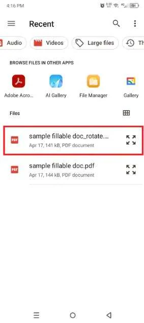 opening pdf in different app