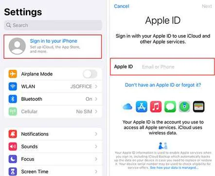 sign in to your iphone with icloud