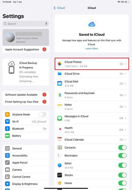 ensure icloud photos is enabled 