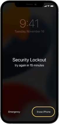 unlock iphone via erase phone feature