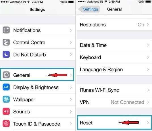 factory reset iphone 6 using settings