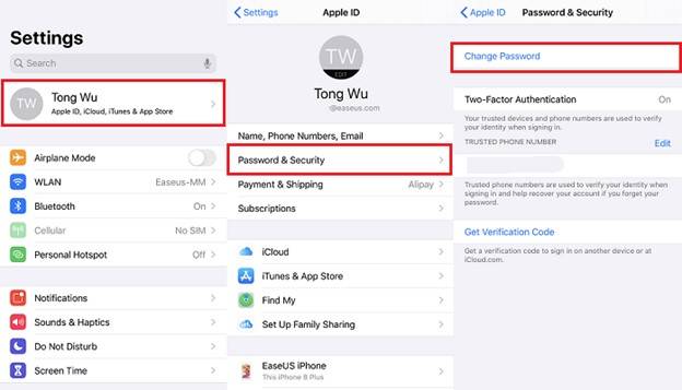 change apple id password