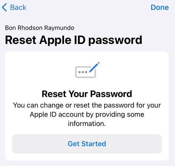 reset apple id password via apple support app