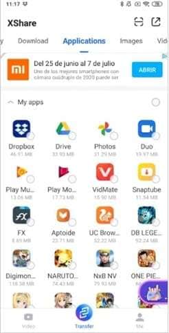 select file to transfer