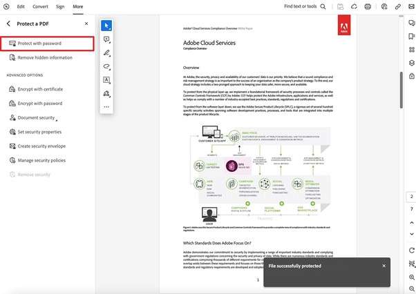 access protect with password feature adobe