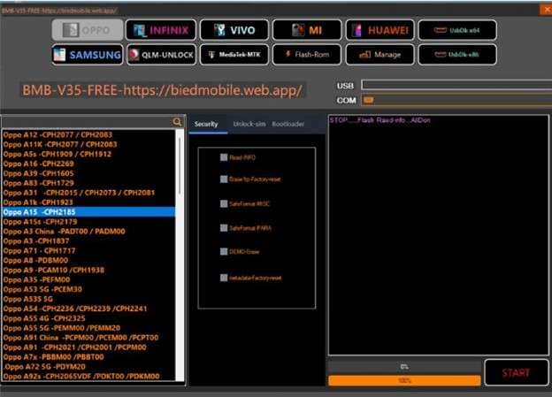 various selectable functions