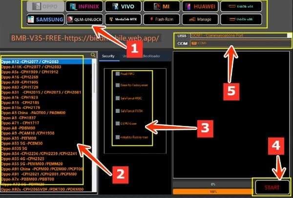 steps to follow to start bmb v35