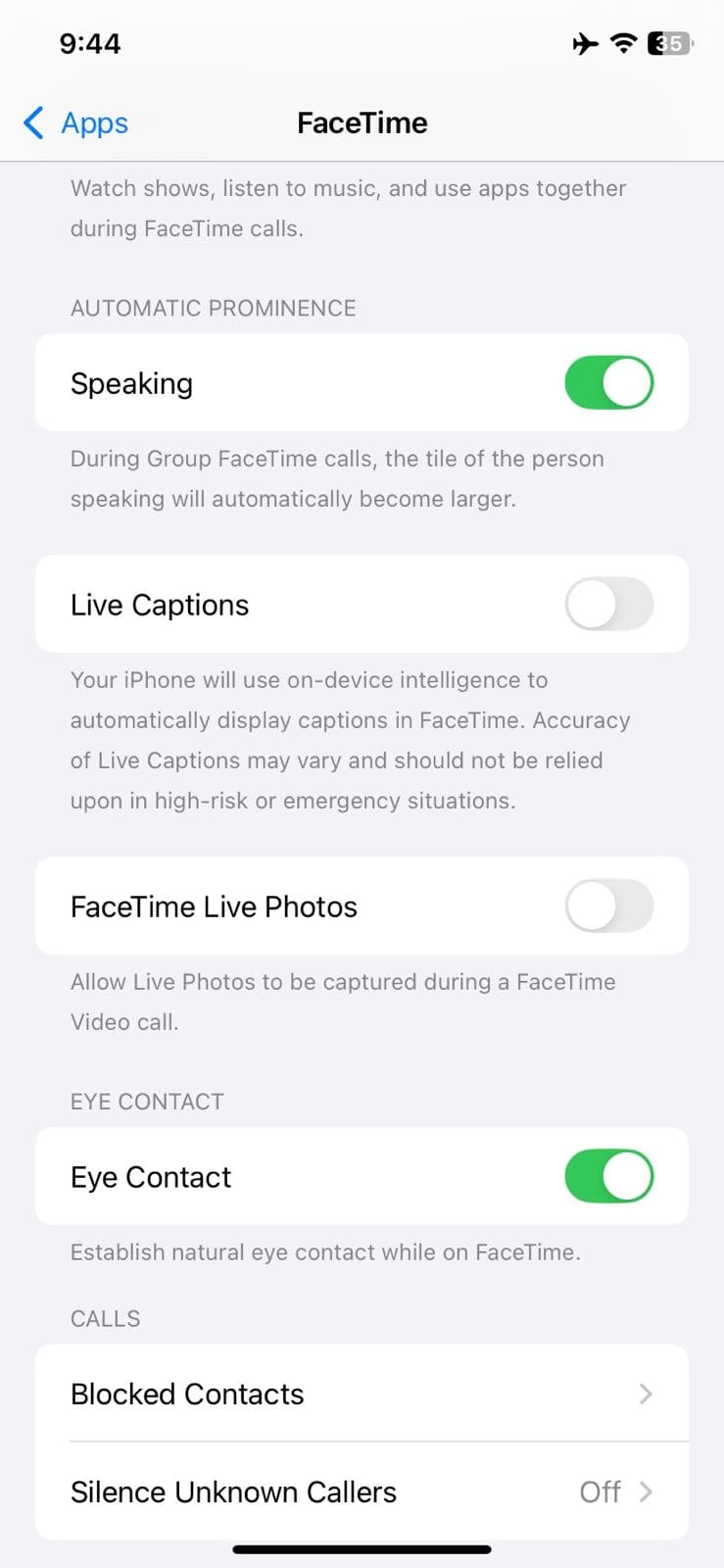 facetime live photos disabled