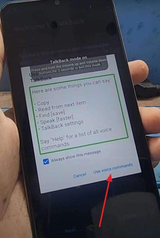 use voice commands option 