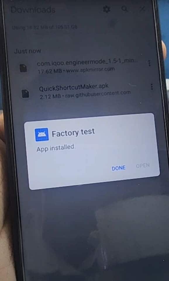 install factory test on android 