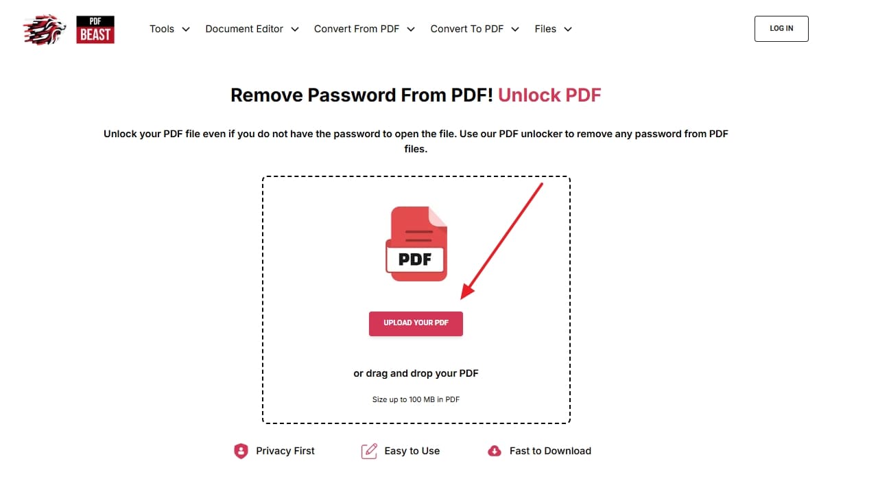 upload your pdf on pdfbeast