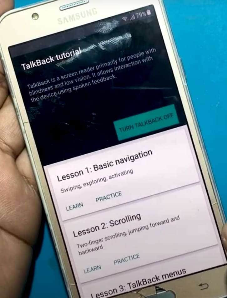 access talkback screen pressing home