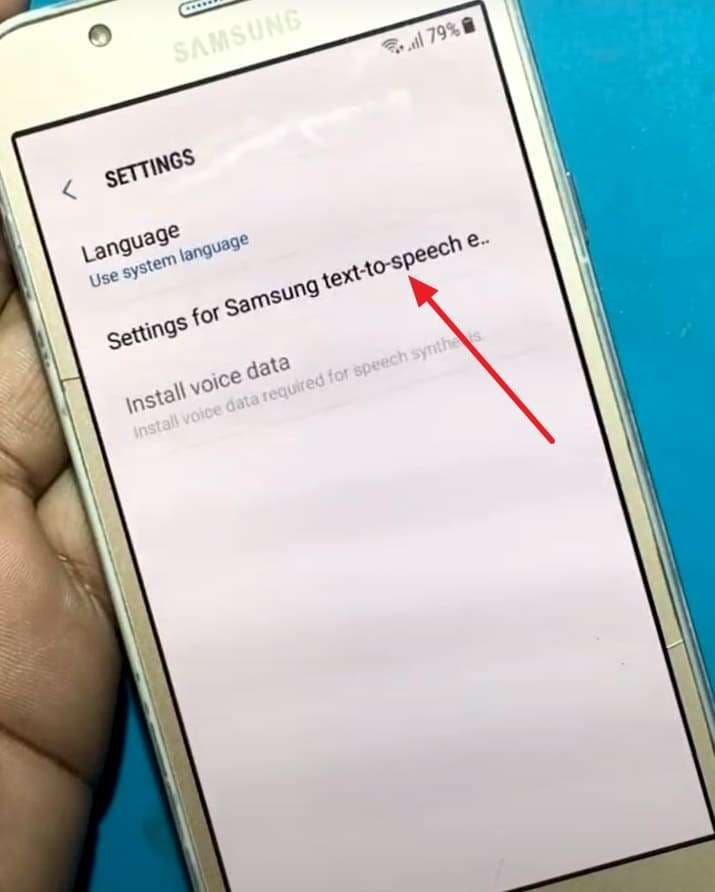 settings for samsung text to speech 
