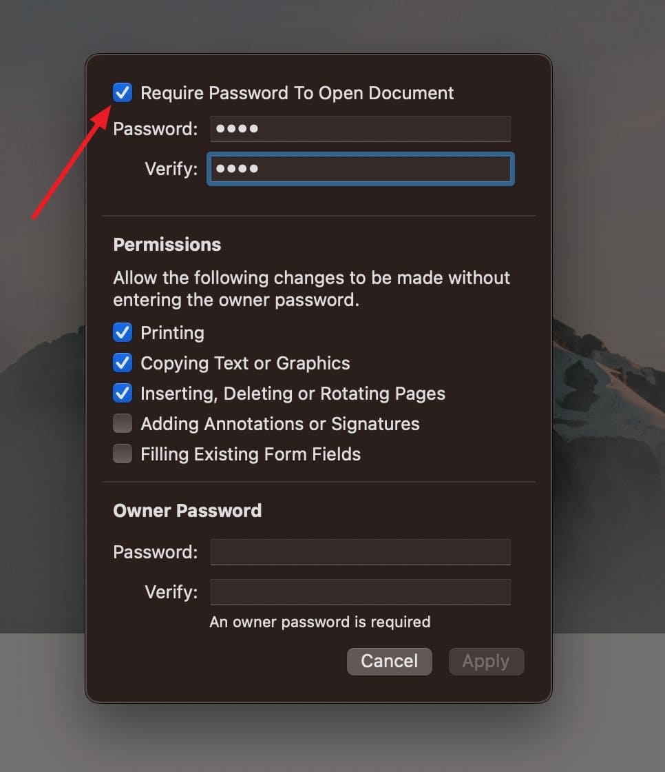 require password to open document 