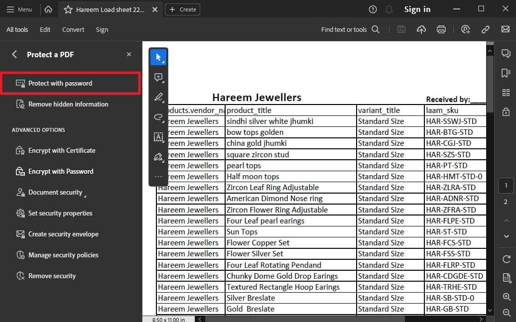 access protect with password feature 