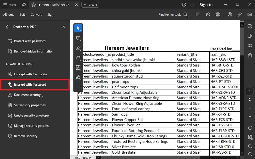 get encrypt with password feature 