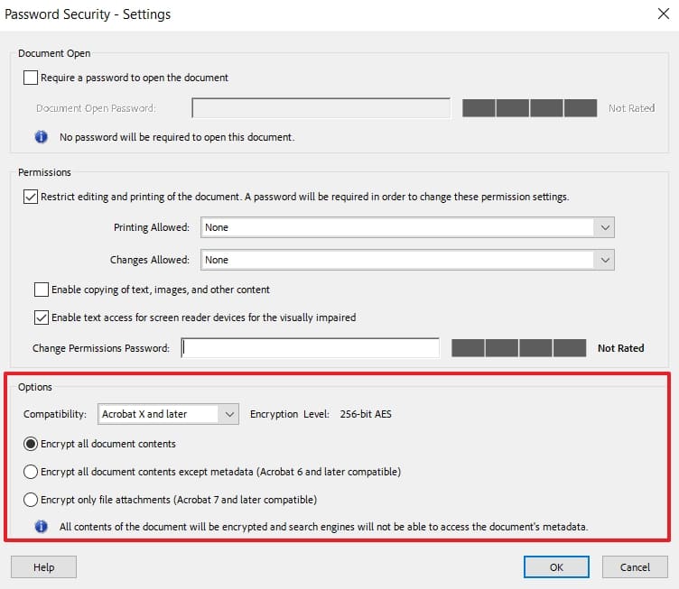 adjust compatibility and choose encryption 