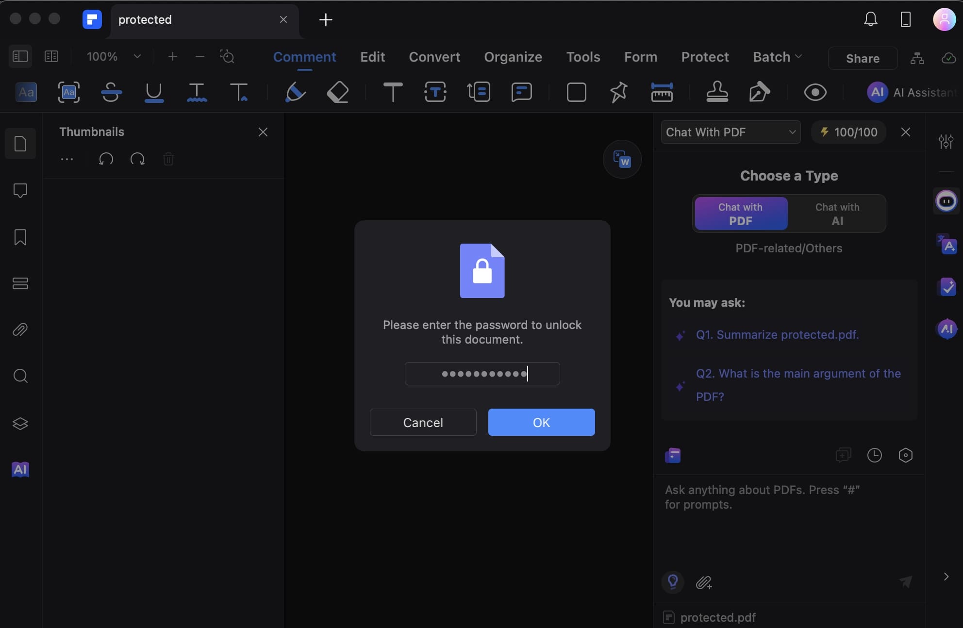 open locked file in pdfelement