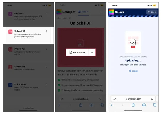 how to unlock a pdf on iphone