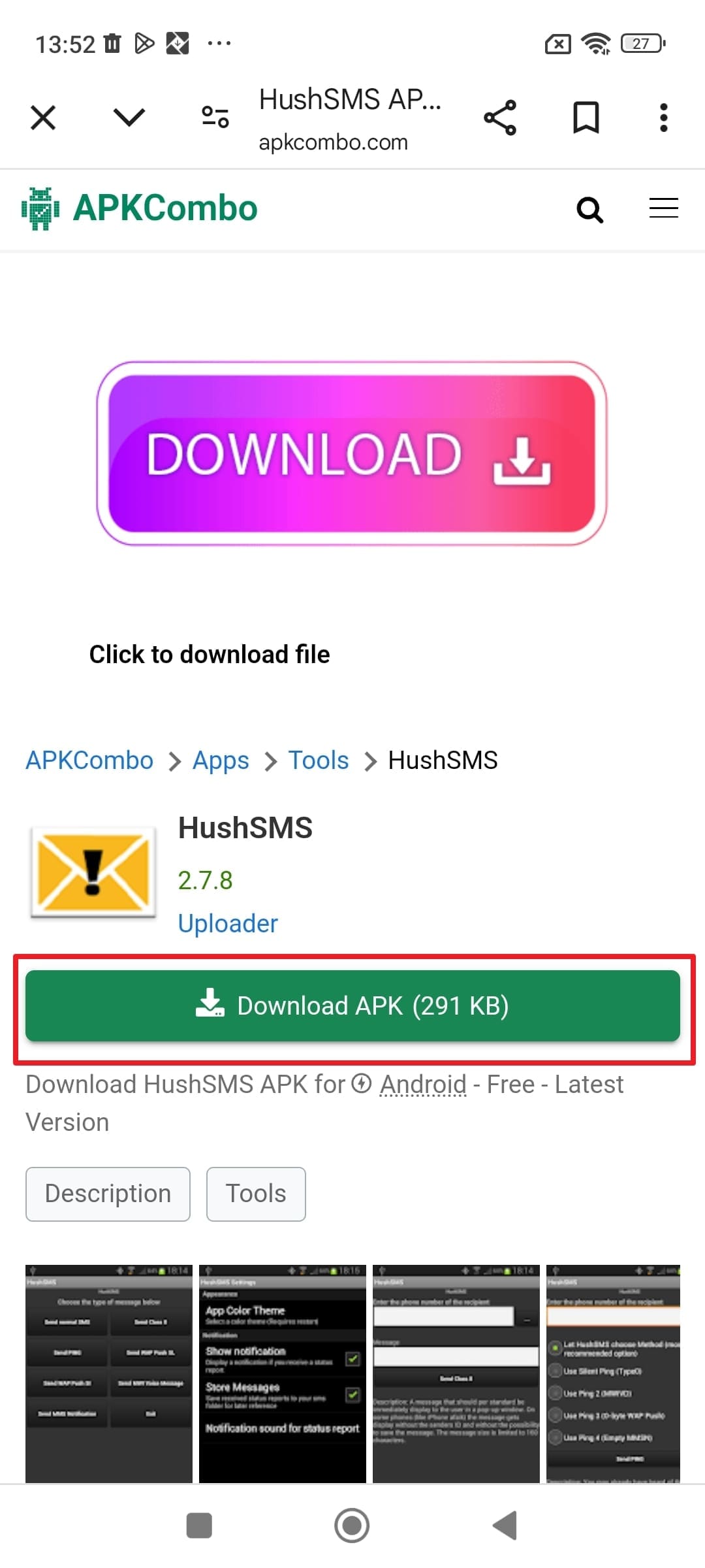 download hushsms apk on android 