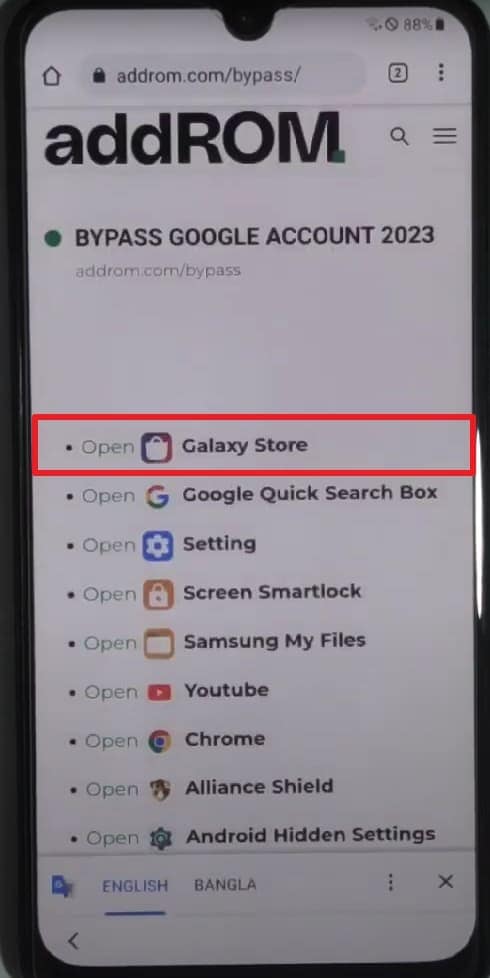 open galaxy store to install apks 