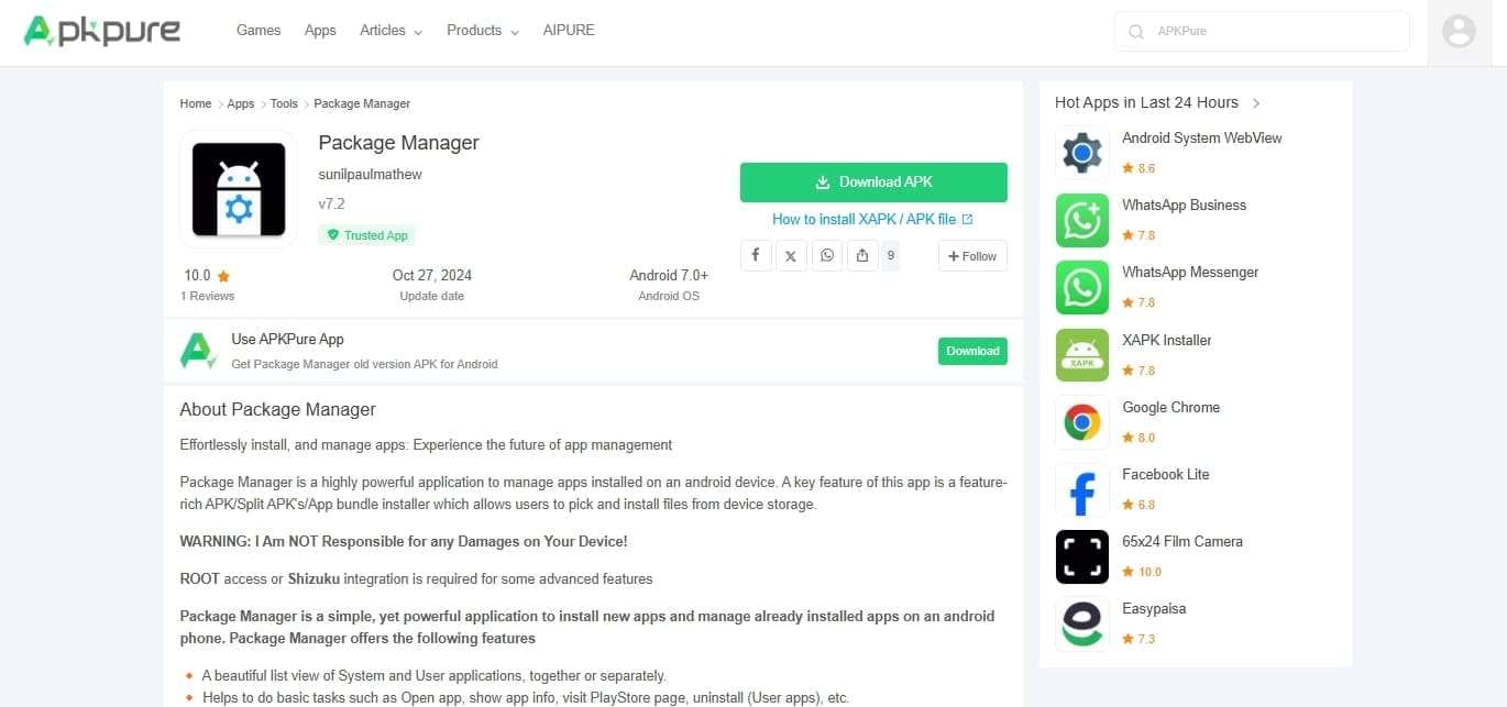 apkpure for package manager apk 