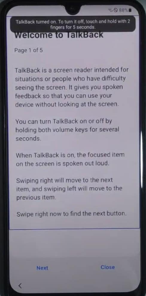 enable talkback settings on android 
