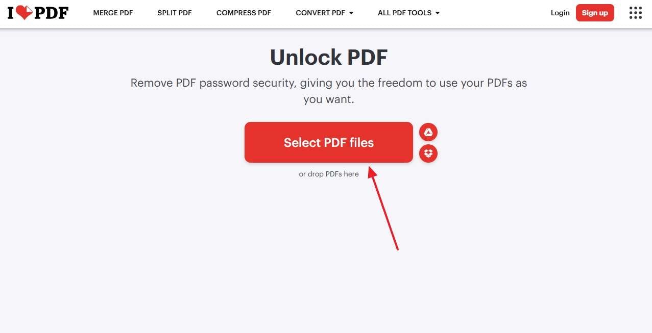 unlock pdf through ilovepdf